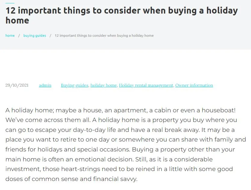 12 important things to consider when buying a holiday home